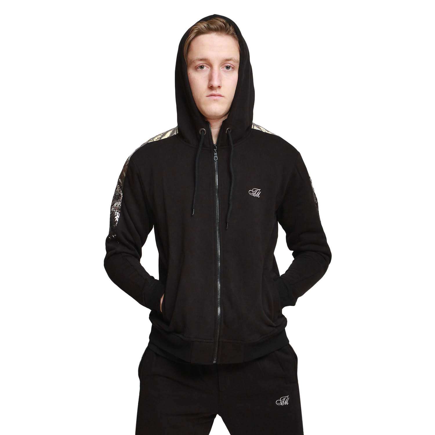 black-new-mens-time-is-money-foil-fade-full-tracksuit-zip-up-hoodie-joggers-2pcs-set