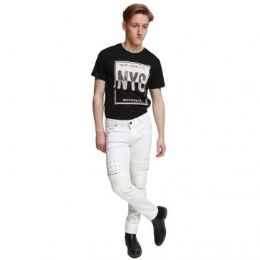 white-mens-slim-fit-designer-zipped-denim-stretch-trousers-pants-distressed-biker-jean