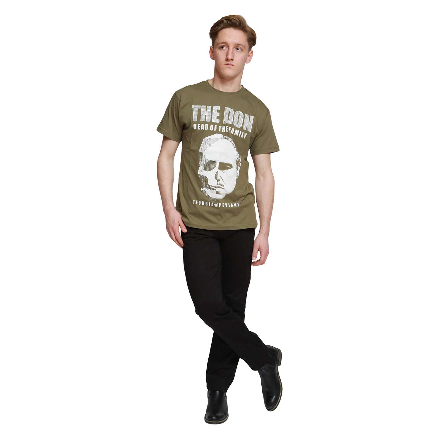 Olive Green New The Don Mens Georgio Peviani Graphic Urban Hip Hop Tee Shirts Casual T-shirt Top Tee